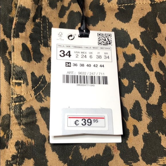 ❌SOLD❌ZARA The Skinny in Animal Print Denim - Picture 5 of 5